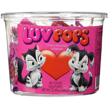 Adams and Brooks Novelty Pops Luv 40ct Jar